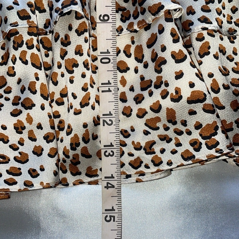 NWT Glam Smocked Layered Ruffle Skirt Satin Flouncy Leopard Animal Print Size S - Picture 11 of 12